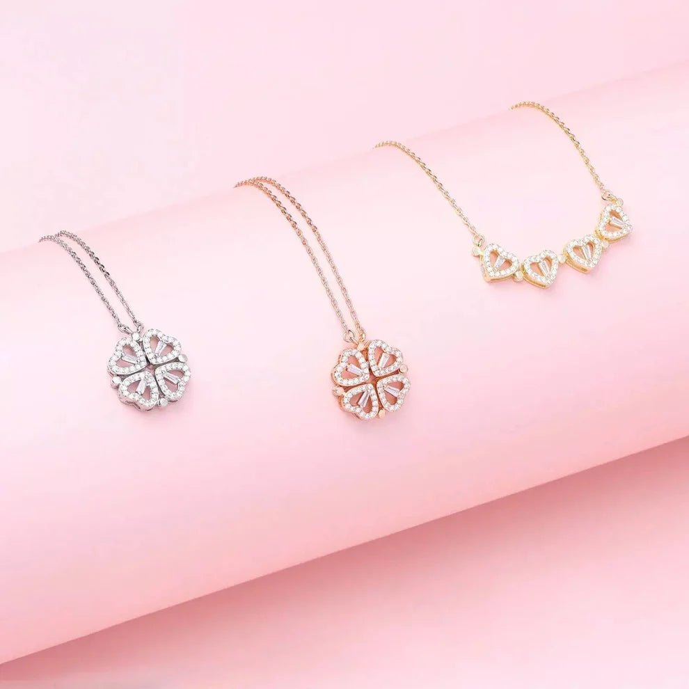 Collar trébol y corazones con imán - Blisse